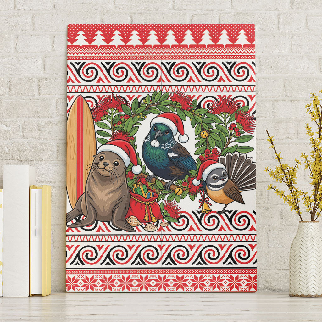 New Zealand Animal Christmas Canvas Wall Art Maori Inspired Kowhaiwhai Patterns LT9 Without Frame Red - Polynesian Pride