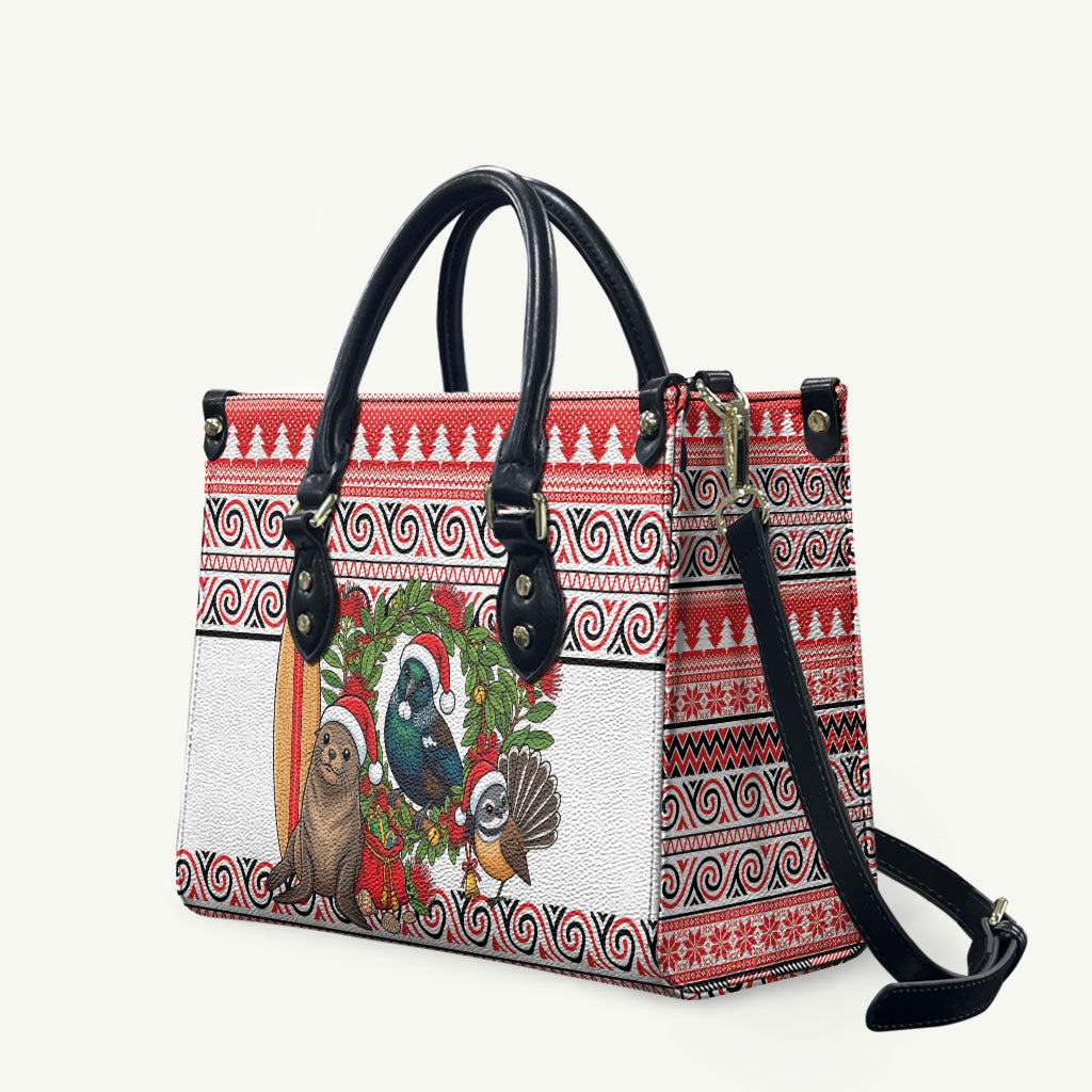 New Zealand Animal Christmas Leather Bag Maori Inspired Kowhaiwhai Patterns
