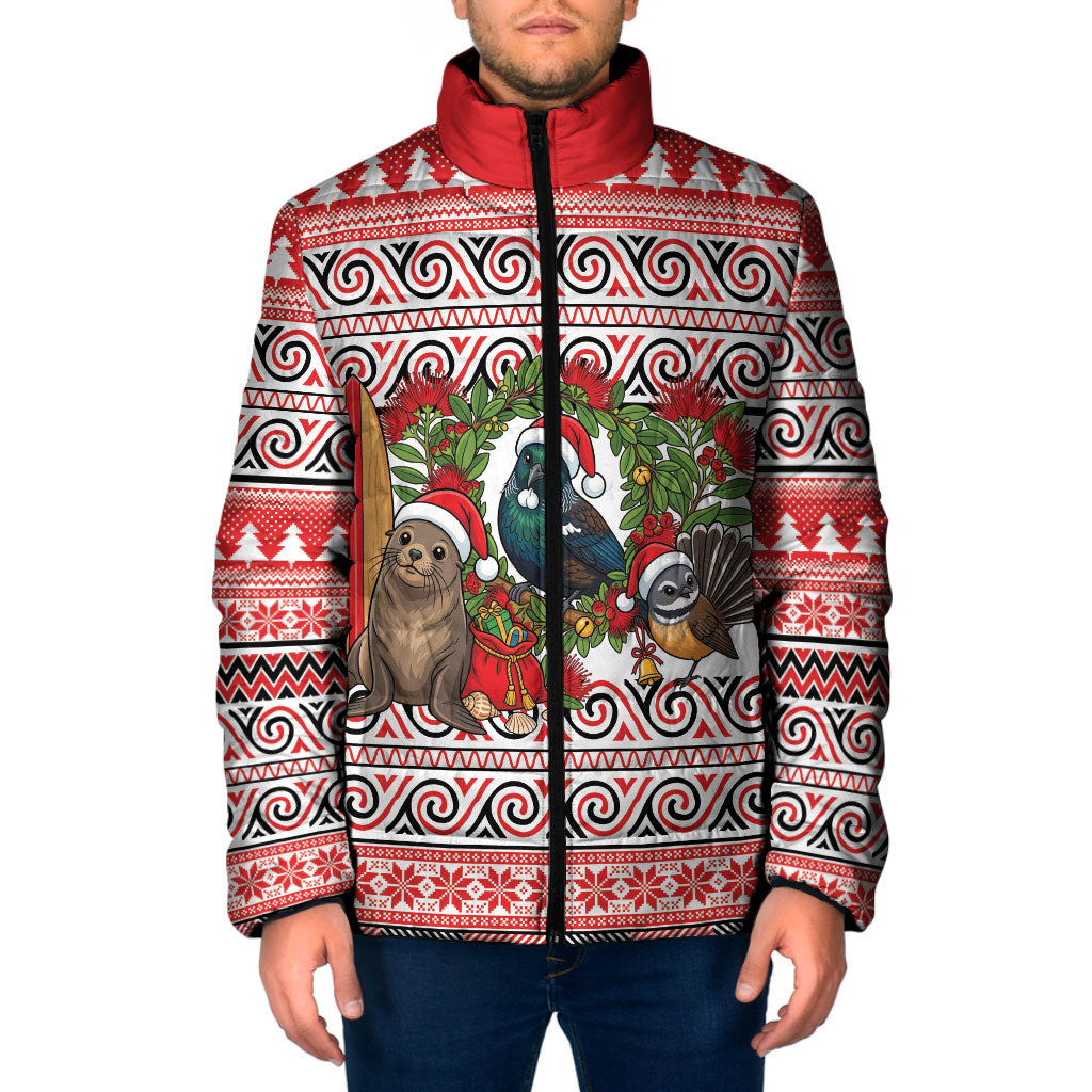 New Zealand Animal Christmas Padded Jacket Maori Inspired Kowhaiwhai Patterns