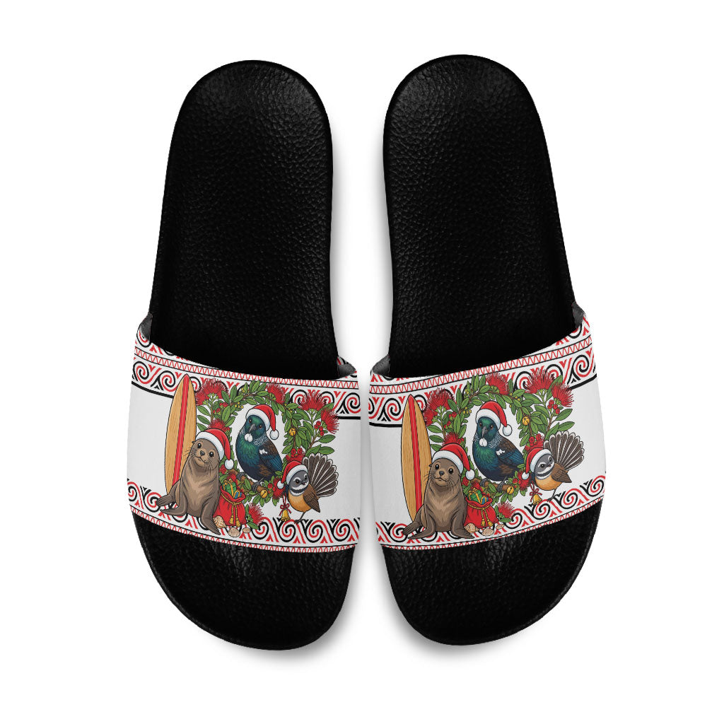 New Zealand Animal Christmas Slide Sandals Maori Inspired Kowhaiwhai Patterns LT9 Red - Polynesian Pride