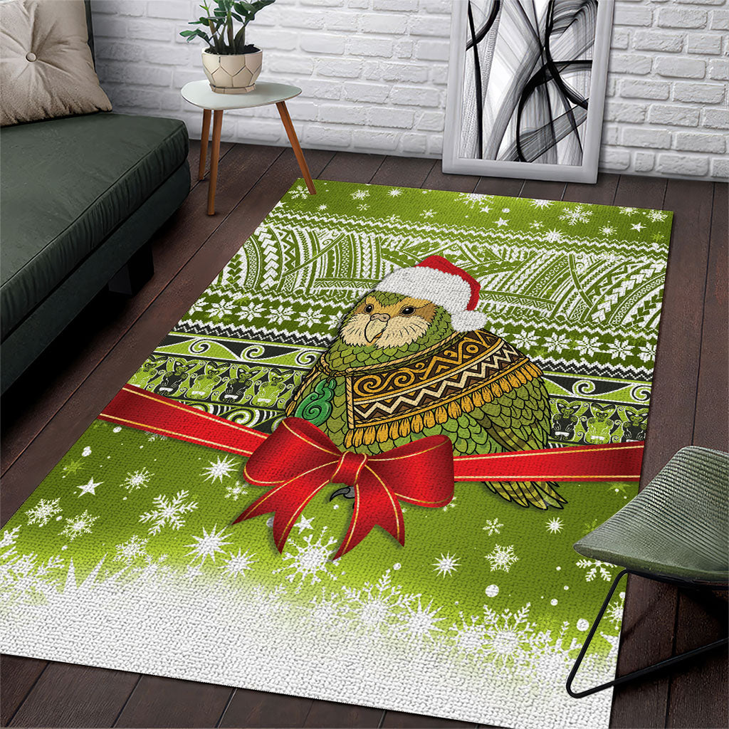 New Zealand Kakapo Christmas Area Rug Maori Inspired Knitted Patterns LT9 Green - Polynesian Pride