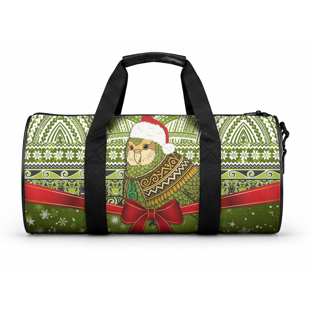 New Zealand Kakapo Christmas Duffle Bag Maori Inspired Knitted Patterns LT9 One size Green - Polynesian Pride