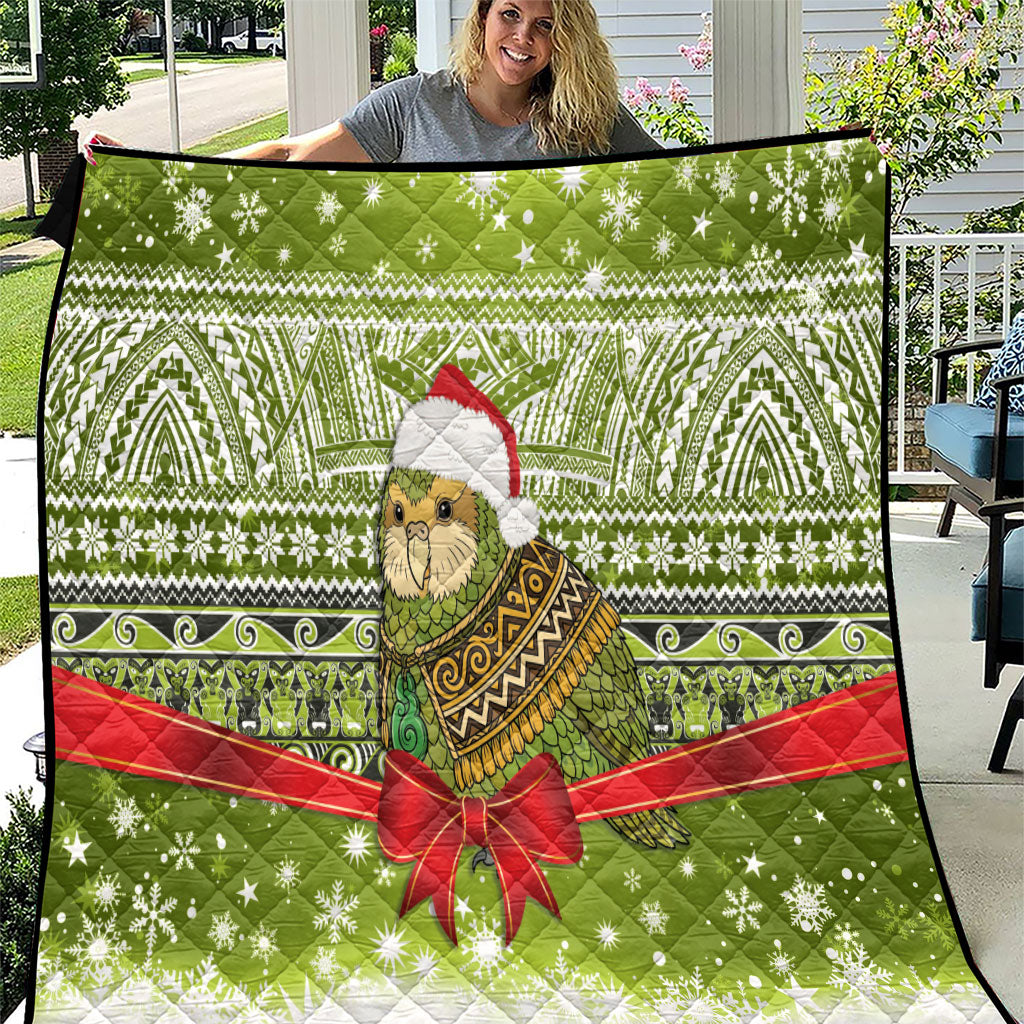 New Zealand Kakapo Christmas Quilt Maori Inspired Knitted Patterns LT9 Green - Polynesian Pride