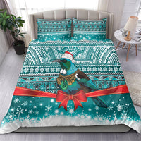 New Zealand Tui Bird Christmas Bedding Set Maori Inspired Knitted Patterns LT9 - Polynesian Pride