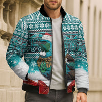 New Zealand Tui Bird Christmas Bomber Puffer Jacket Maori Inspired Knitted Patterns LT9 - Polynesian Pride