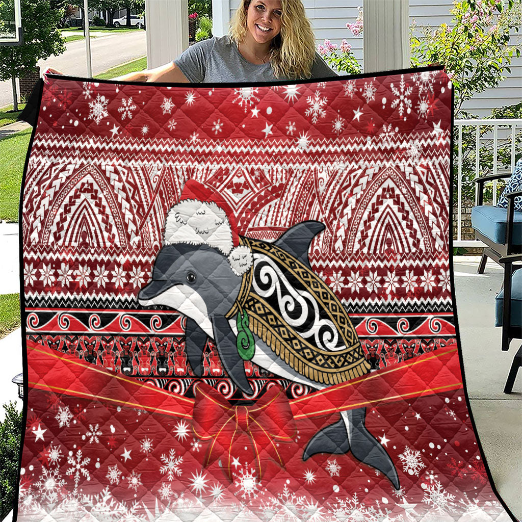 New Zealand Dolphin Terehu Christmas Quilt Maori Inspired Knitted Patterns LT9 Red - Polynesian Pride