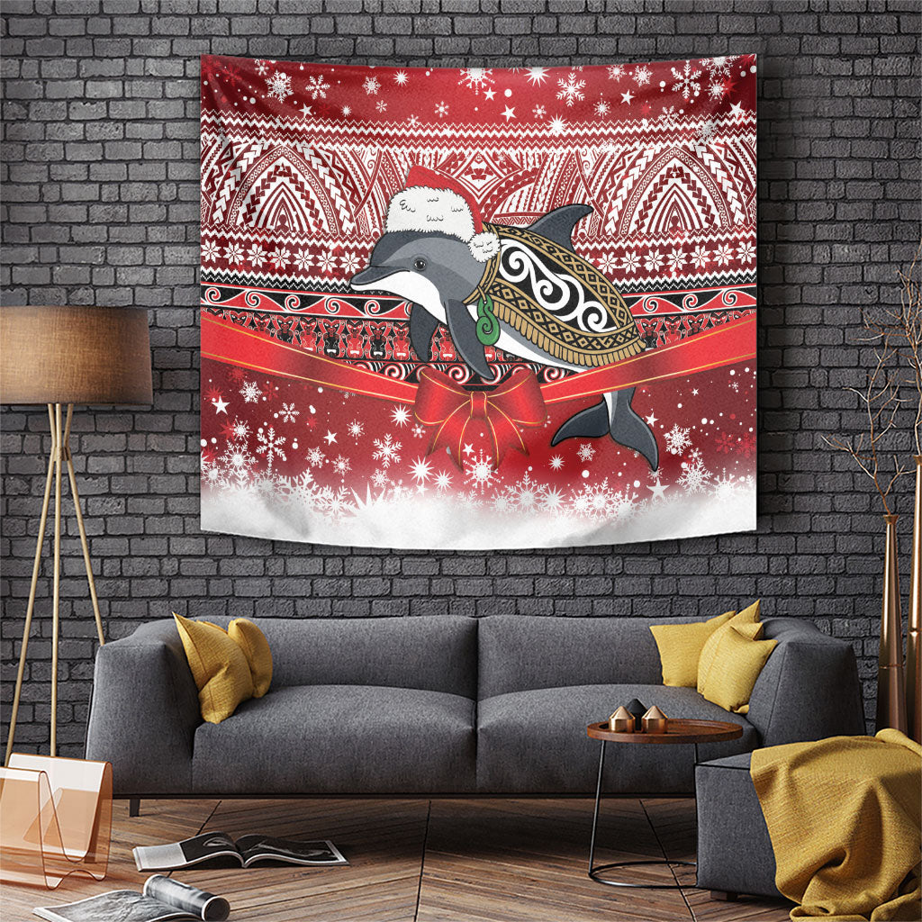 New Zealand Dolphin Terehu Christmas Tapestry Maori Inspired Knitted Patterns LT9 Red - Polynesian Pride