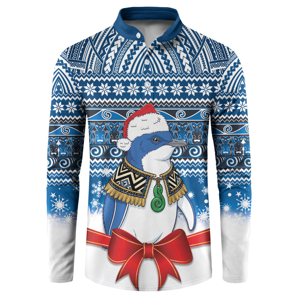 New Zealand Fairy Penguin Korora Christmas Button Sweatshirt Maori Inspired Knitted Patterns