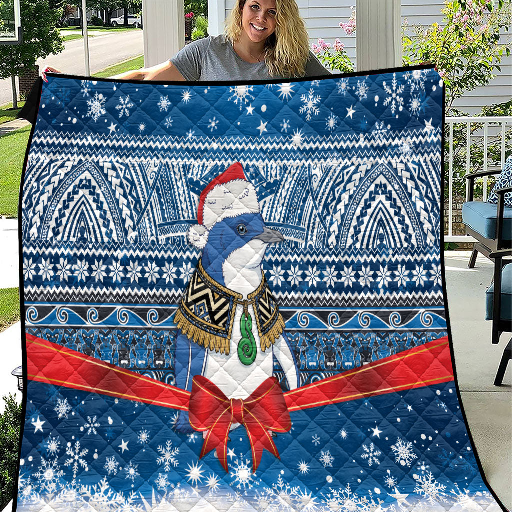 New Zealand Fairy Penguin Korora Christmas Quilt Maori Inspired Knitted Patterns LT9 Blue - Polynesian Pride