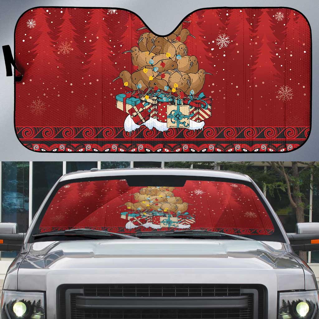 Funny Kiwi Bird Xmas Tree Auto Sun Shade New Zealand Tribal Christmas Spirit - Polynesian Pride