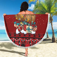 Funny Kiwi Bird Xmas Tree Beach Blanket New Zealand Tribal Christmas Spirit - Polynesian Pride