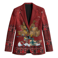 Funny Kiwi Bird Xmas Tree Blazer New Zealand Tribal Christmas Spirit - Polynesian Pride