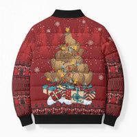 Funny Kiwi Bird Xmas Tree Bomber Puffer Jacket New Zealand Tribal Christmas Spirit - Polynesian Pride