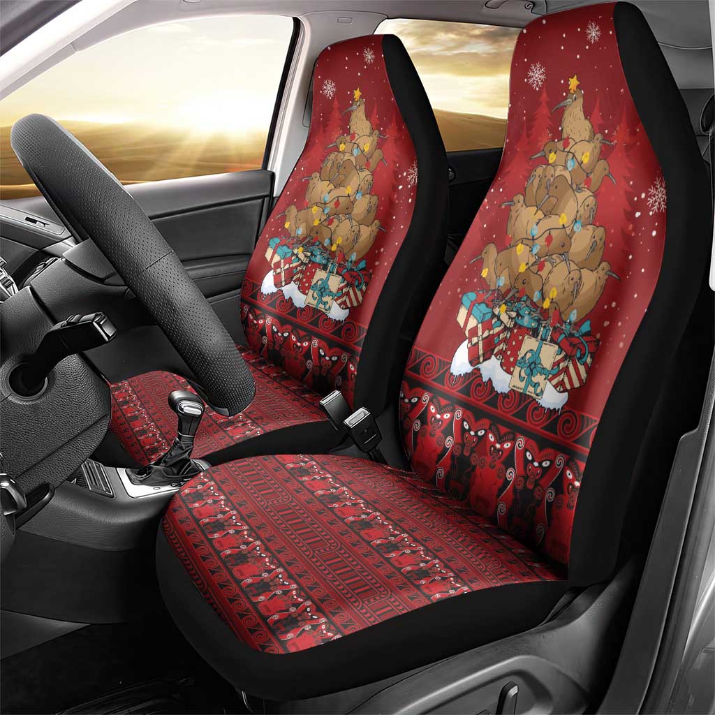 Funny Kiwi Bird Xmas Tree Car Seat Cover New Zealand Tribal Christmas Spirit - Polynesian Pride