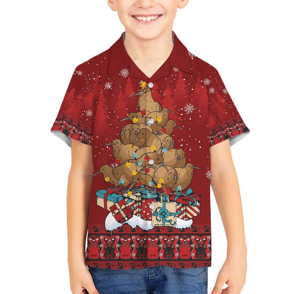 Funny Kiwi Bird Xmas Tree Family Matching Puletasi and Hawaiian Shirt New Zealand Tribal Christmas Spirit - Polynesian Pride