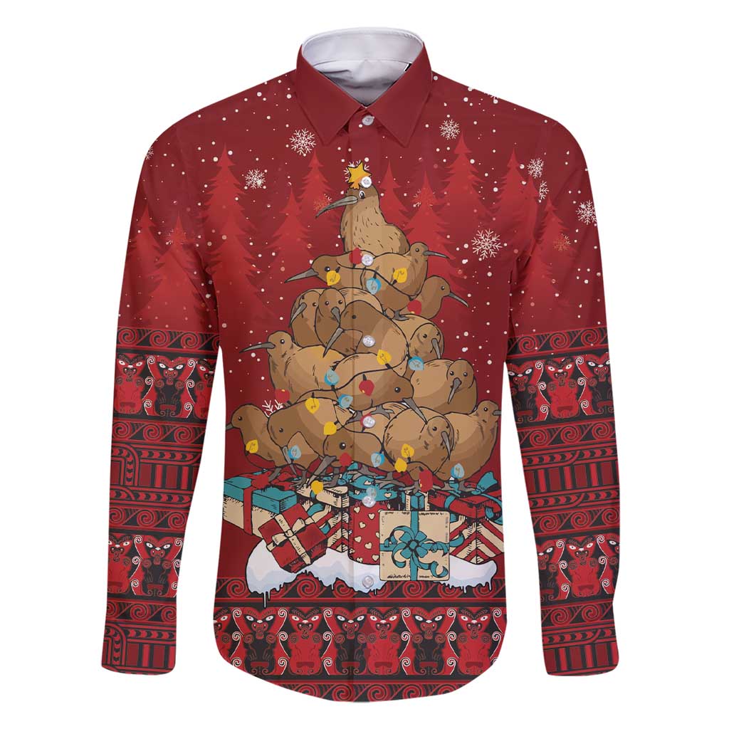 Funny Kiwi Bird Xmas Tree Family Matching Short Sleeve Bodycon Dress and Hawaiian Shirt New Zealand Tribal Christmas Spirit - Polynesian Pride