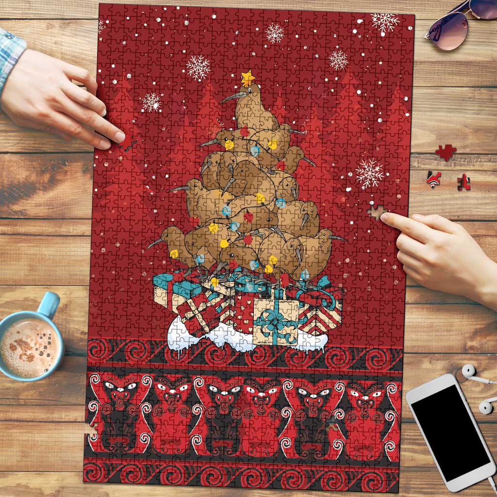 Funny Kiwi Bird Xmas Tree Puzzle New Zealand Tribal Christmas Spirit - Polynesian Pride