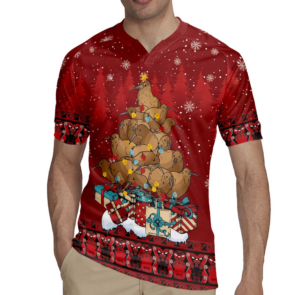 Funny Kiwi Bird Xmas Tree Rugby Jersey New Zealand Tribal Christmas Spirit - Polynesian Pride