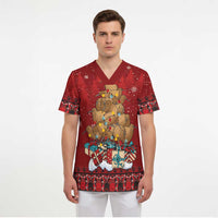 Funny Kiwi Bird Xmas Tree Scrub Top New Zealand Tribal Christmas Spirit - Polynesian Pride