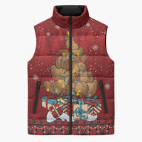 Funny Kiwi Bird Xmas Tree Sleeveless Puffer Jacket New Zealand Tribal Christmas Spirit - Polynesian Pride
