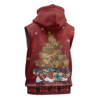 Funny Kiwi Bird Xmas Tree Sleeveless Zip Hoodie New Zealand Tribal Christmas Spirit - Polynesian Pride