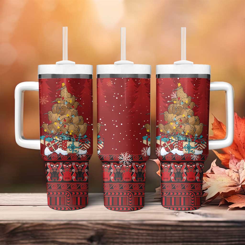 Funny Kiwi Bird Xmas Tree Tumbler With Handle New Zealand Tribal Christmas Spirit - Polynesian Pride