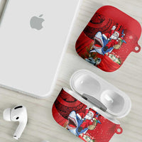 Funny Santa Riding Shark AirPods Case Polynesian Tribal Christmas Spirit - Polynesian Pride