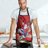 Funny Santa Riding Shark Apron Polynesian Tribal Christmas Spirit - Polynesian Pride