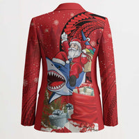 Funny Santa Riding Shark Blazer Polynesian Tribal Christmas Spirit - Polynesian Pride