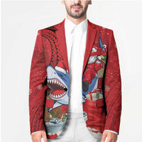 Funny Santa Riding Shark Blazer Polynesian Tribal Christmas Spirit - Polynesian Pride