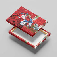 Funny Santa Riding Shark Canvas Wall Art Polynesian Tribal Christmas Spirit - Polynesian Pride