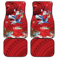 Funny Santa Riding Shark Car Mats Polynesian Tribal Christmas Spirit - Polynesian Pride