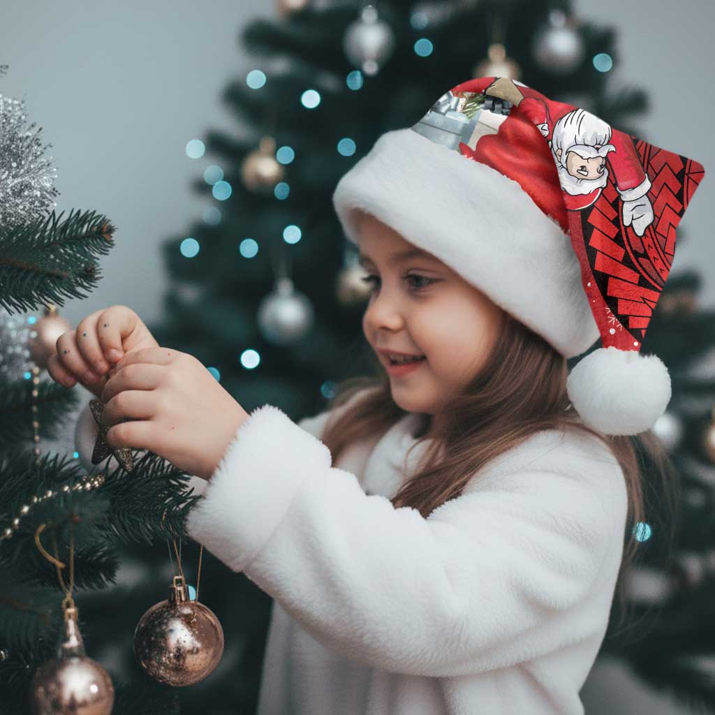 Funny Santa Riding Shark Christmas Santa Hat Polynesian Tribal Christmas Spirit - Polynesian Pride