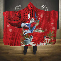 Funny Santa Riding Shark Hooded Blanket Polynesian Tribal Christmas Spirit - Polynesian Pride