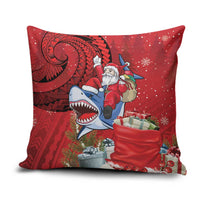 Funny Santa Riding Shark Pillow Cover Polynesian Tribal Christmas Spirit - Polynesian Pride