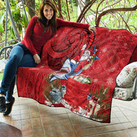 Funny Santa Riding Shark Quilt Polynesian Tribal Christmas Spirit - Polynesian Pride