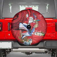 Funny Santa Riding Shark Spare Tire Cover Polynesian Tribal Christmas Spirit - Polynesian Pride