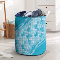 Hawaii Breadfruit Palaka Laundry Basket Polu Maile Lei LT9 Blue - Polynesian Pride