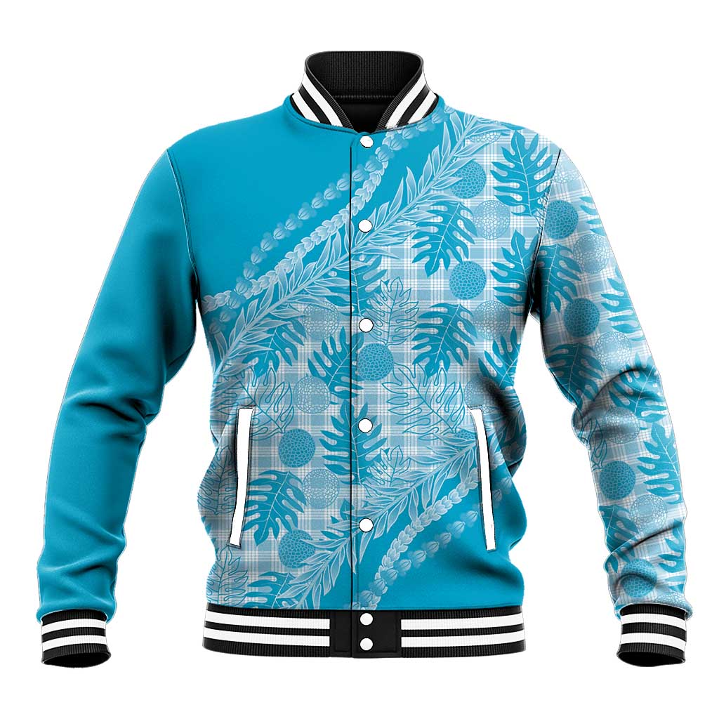 Hawaii Breadfruit Palaka Baseball Jacket Polu Maile Lei LT9 Unisex Blue - Polynesian Pride