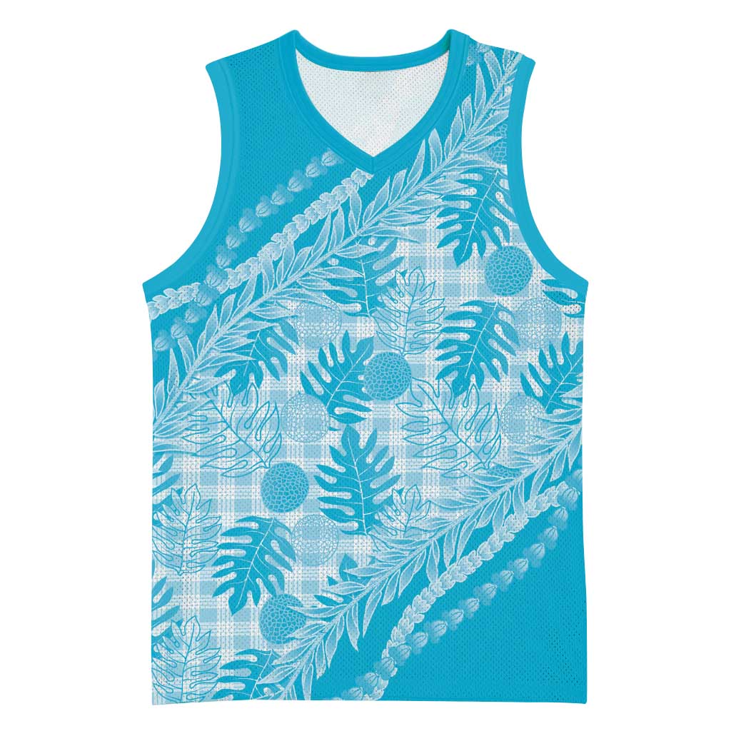 Hawaii Breadfruit Palaka Basketball Jersey Polu Maile Lei LT9 Unisex Blue - Polynesian Pride