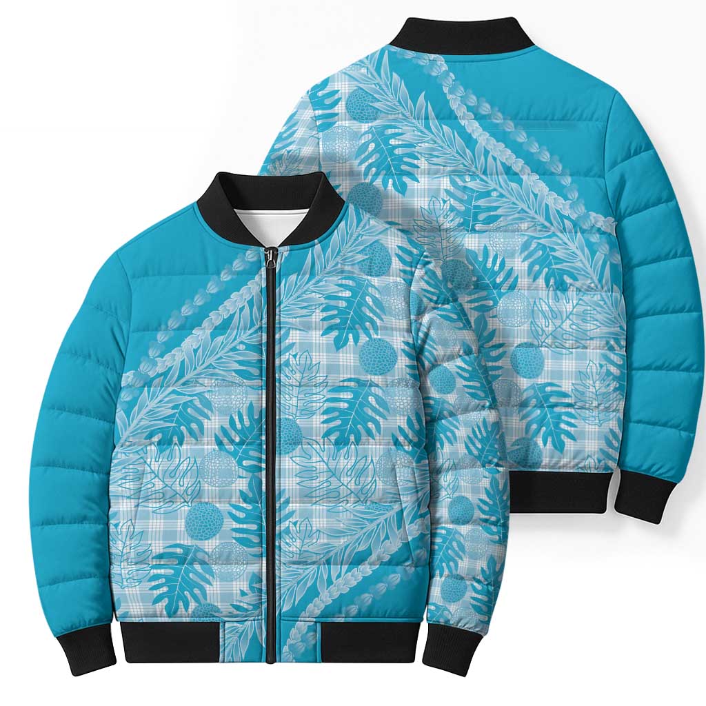 Hawaii Breadfruit Palaka Bomber Puffer Jacket Polu Maile Lei LT9 - Polynesian Pride