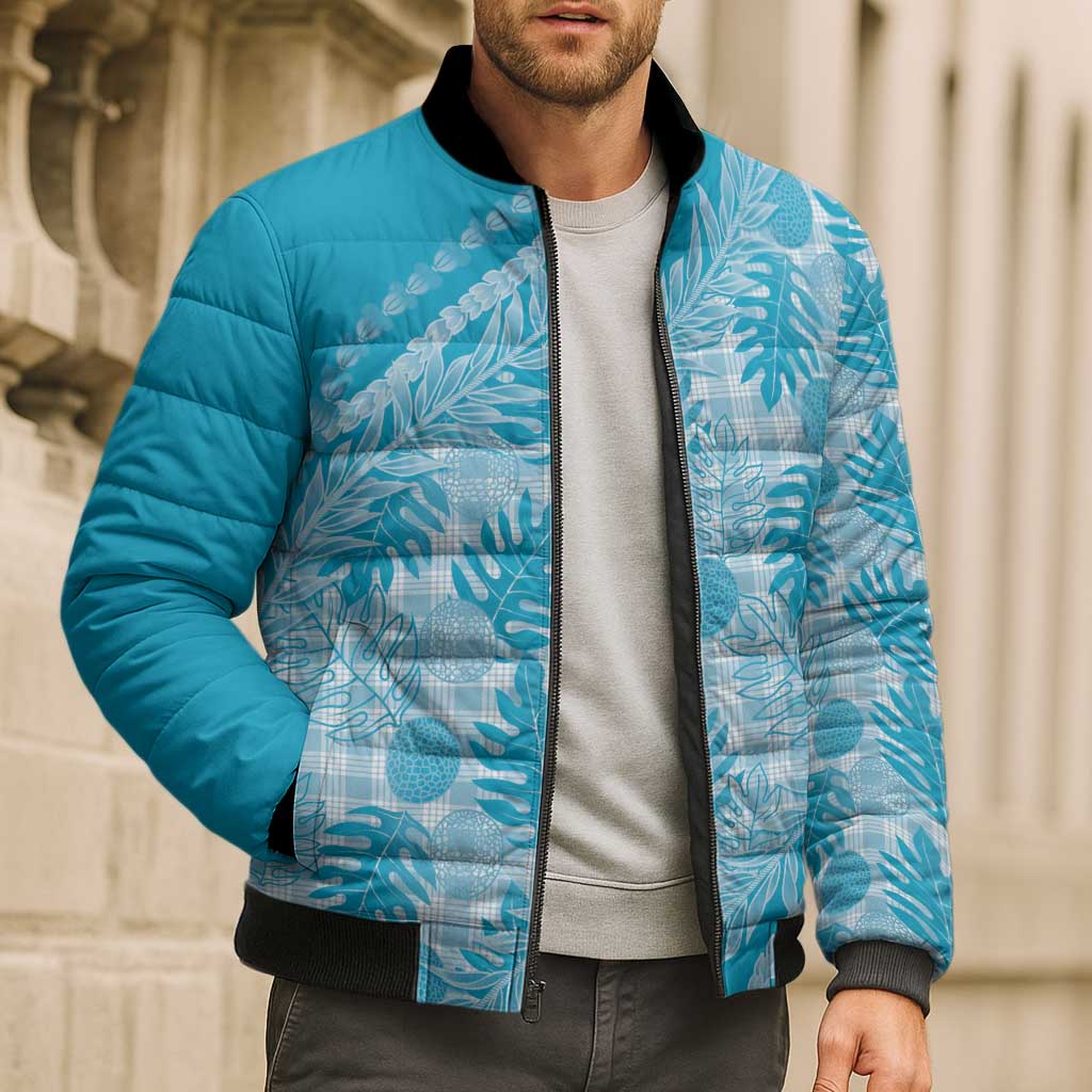 Hawaii Breadfruit Palaka Bomber Puffer Jacket Polu Maile Lei LT9 - Polynesian Pride