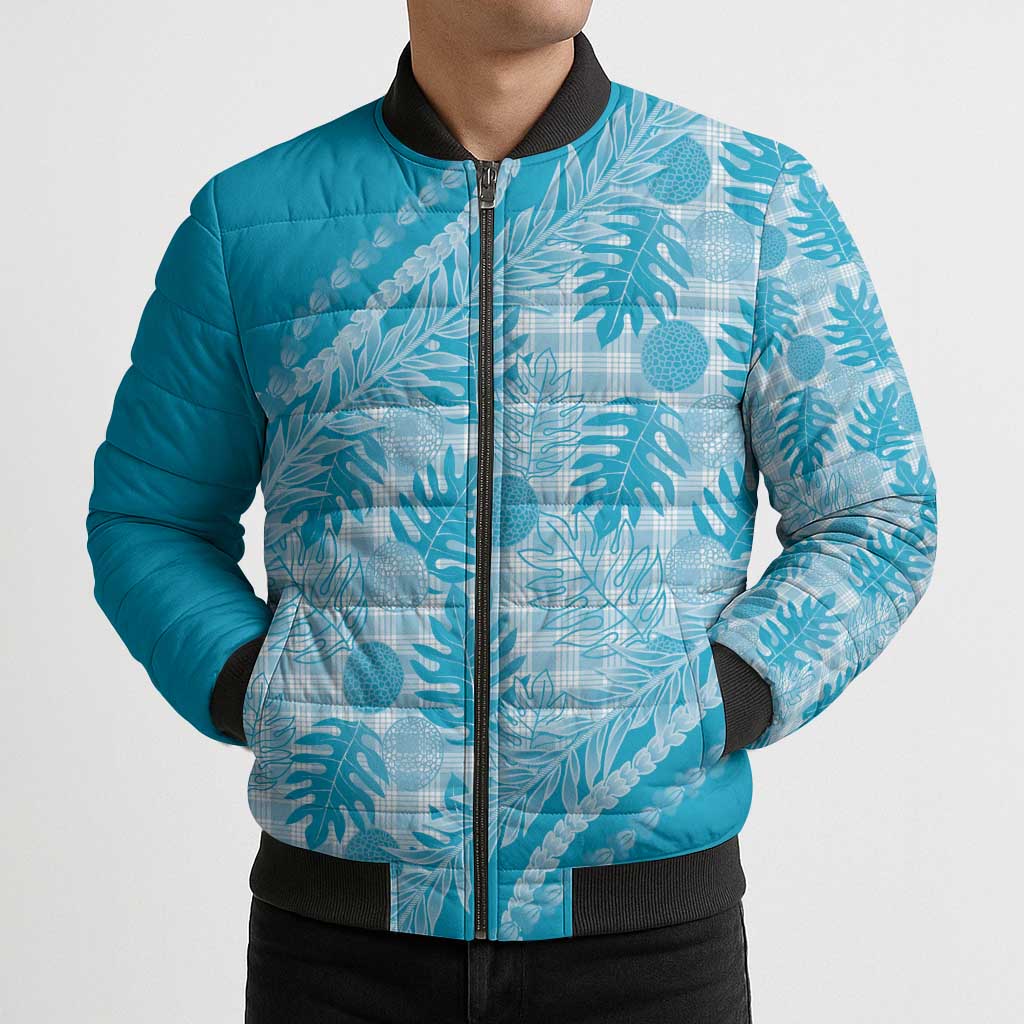 Hawaii Breadfruit Palaka Bomber Puffer Jacket Polu Maile Lei LT9 - Polynesian Pride