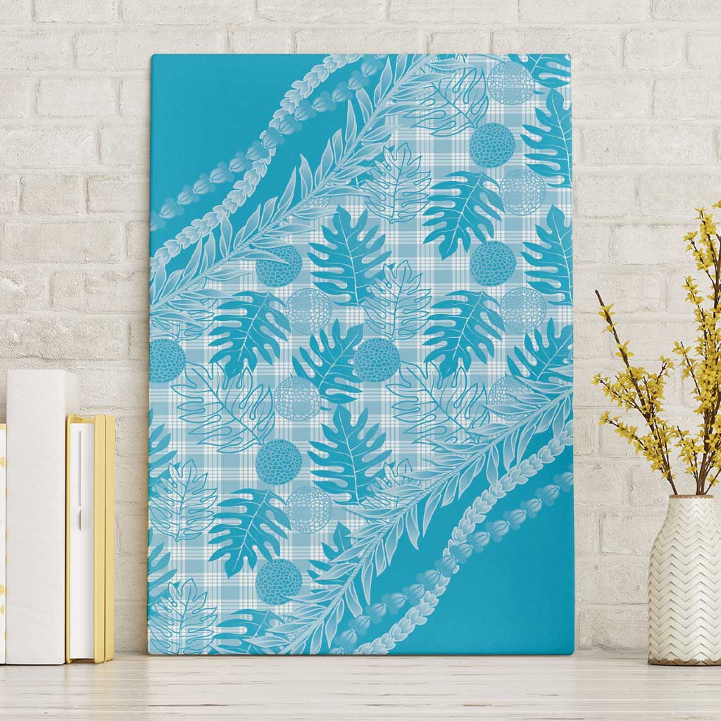 Hawaii Breadfruit Palaka Canvas Wall Art Polu Maile Lei LT9 Without Frame Blue - Polynesian Pride