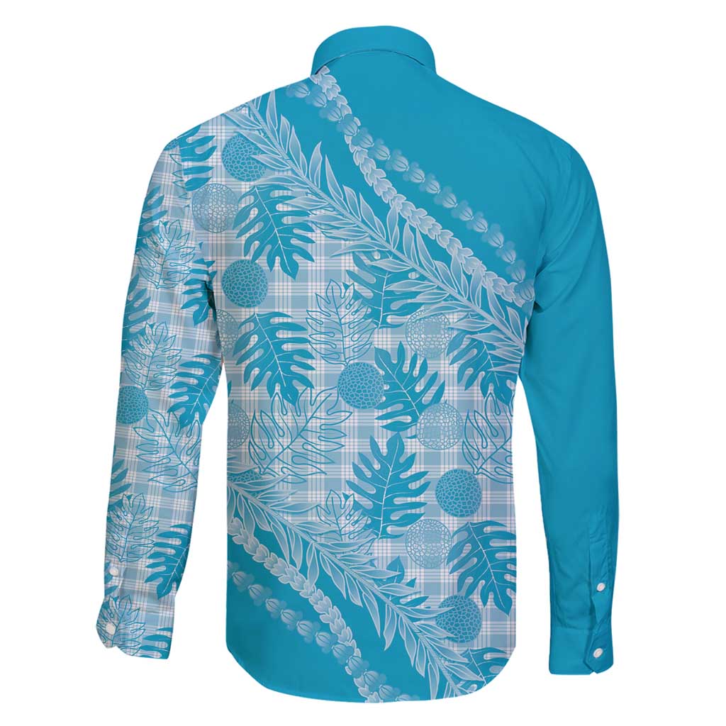 Hawaii Breadfruit Palaka Family Matching Long Sleeve Bodycon Dress and Hawaiian Shirt Polu Maile Lei - Polynesian Pride