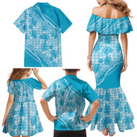 Hawaii Breadfruit Palaka Family Matching Mermaid Dress and Hawaiian Shirt Polu Maile Lei - Polynesian Pride