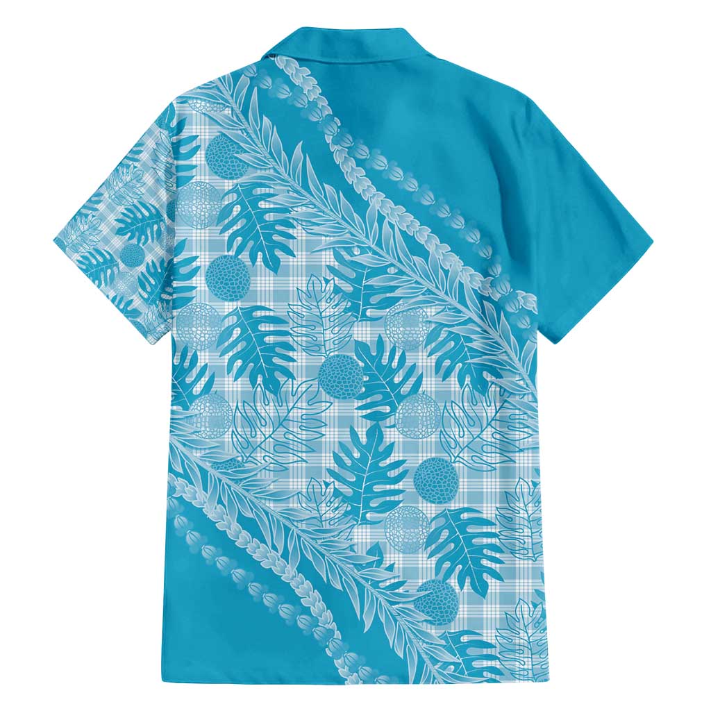 Hawaii Breadfruit Palaka Family Matching Off Shoulder Maxi Dress and Hawaiian Shirt Polu Maile Lei - Polynesian Pride