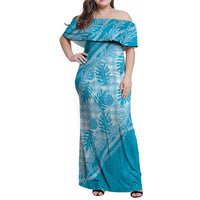 Hawaii Breadfruit Palaka Family Matching Off Shoulder Maxi Dress and Hawaiian Shirt Polu Maile Lei - Polynesian Pride