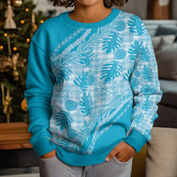 Hawaii Breadfruit Palaka Kid Ugly Christmas Sweater Polu Maile Lei - Polynesian Pride