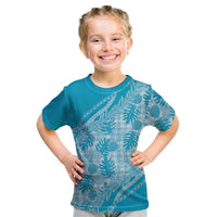 Hawaii Breadfruit Palaka Kid T Shirt Polu Maile Lei LT9 Blue - Polynesian Pride
